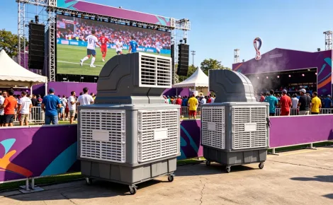 Sistema de resfriamento de fan zone da Copa do Mundo de 2026: solu&ccedil;&atilde;o de resfriamento de ar evaporativo para resfriamento de eventos ao ar livre, locais tempor&aacute;rios e grandes &aacute;reas com multid&otilde;es