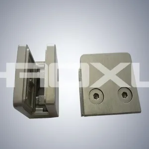 Square glass clips for glass guardrails and bathrooms