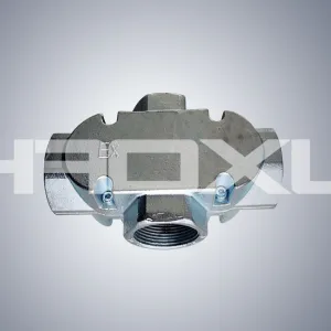 Surface galvanized cast steel four-way junction box