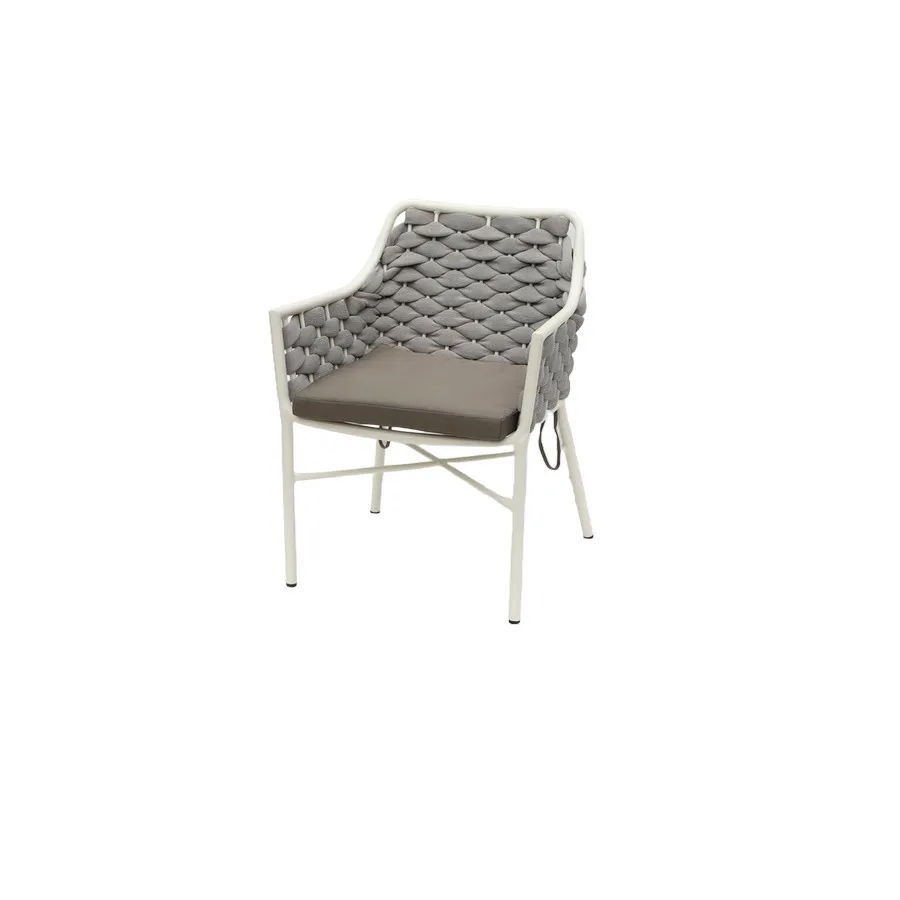 ZF4046C Nordic-Style Rope Chair with Cushion (White Frame)
