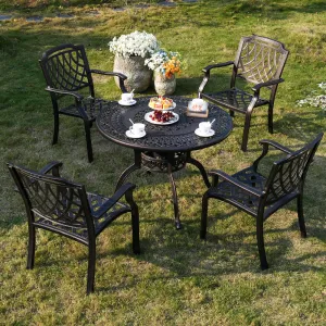 ZF6013C 4seater Motai Chair B +BBQ round table outdoor cast aluminum furniture