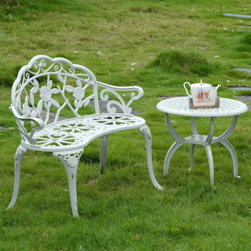 ZF6399C double seat, white cast aluminum small rose park chair