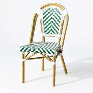 ZF2003C PE rattan chair without armrests, green V-shaped pattern tavern chair