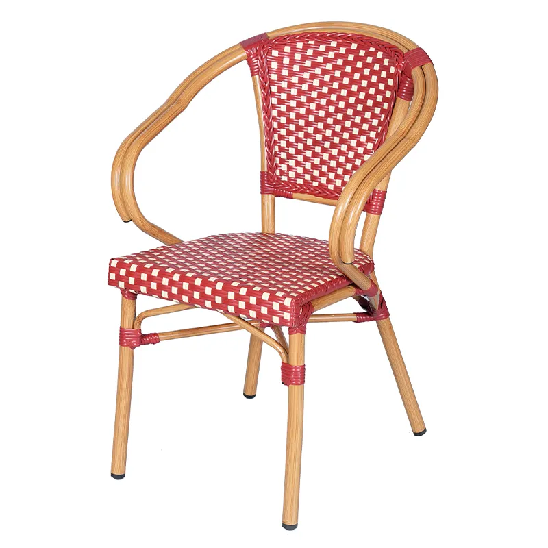 ZF2037C, with armrests, Folia PE rattan chair, red chair and coffee chair