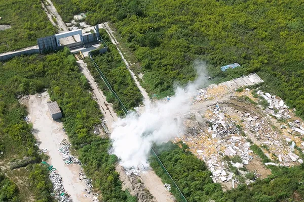 SKY TECH successfully demonstrated its firefighting drone dropping fire bombs in an outdoor demonstration.