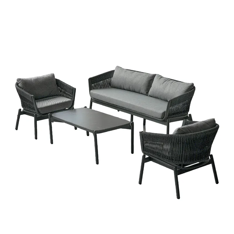 Z9004SF Andy aluminum rope sofa Black Sofa Set (Single-Seat + Double-Seat) 