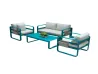 Z9007SF CHOUVANT Azure Malaga Series All-Aluminum Patio Sofa (Blue Palette, Magazine Storage + Cushions)