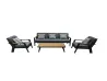 Z9012SF CHOUVANT All-Aluminum Cushioned Sofa with Plastic wood Armrests & Matching Coffee Table