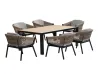 ZF9099C CHOUVANT TeakTex Aluminum-Frame Dining Set (Textilene Rope + Cushions + Pillows, 1 Table + 4/6 Chairs) 