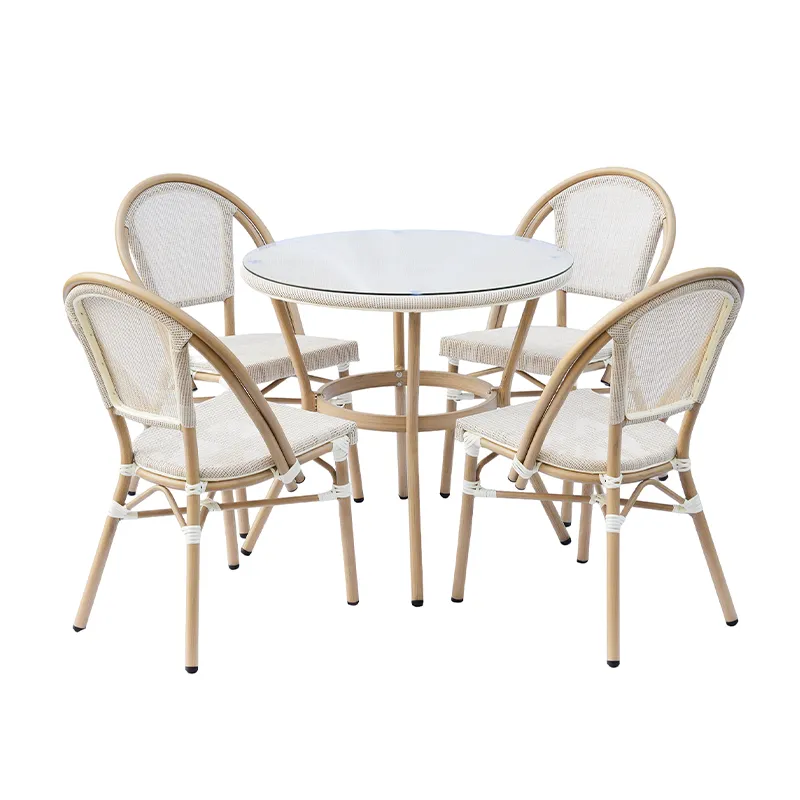 ZF3006C WhiteBreeze Armless White Teslin Mesh Dining Set (1 Table + 4/6 Chairs, Indoor-Outdoor