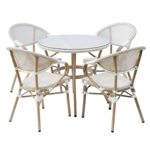 ZF3005C-WhiteBreeze White Teslin Mesh Dining Set (1 Table + 4/6 Chairs, Indoor-Outdoor Adaptable) 