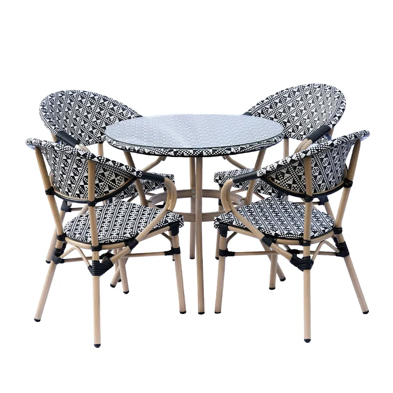 ZF3005C CHOUVANT MonoTone Teslin Dining Set (Black Aluminum Frame + White Teslin Mesh, 1 Table + 4/6 Chairs, Indoor/Outdoor)