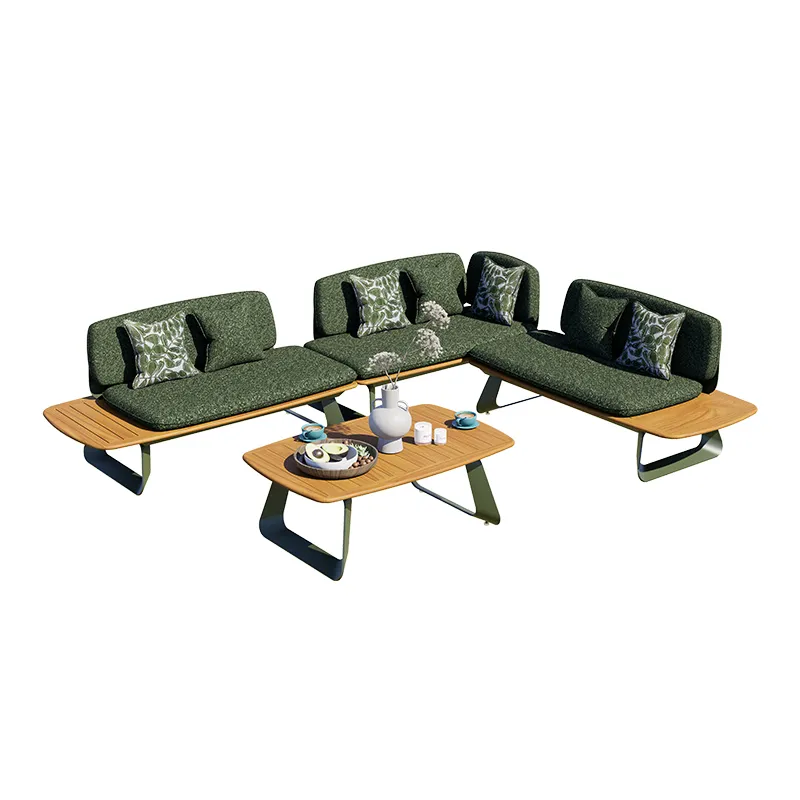 LION design Morphx Green-Style Outdoor Sofa (New Design: Aluminum Alloy + Teak Wood)
