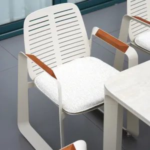 Lion Design MORPHX Series White Full-Aluminum Chair (Line-Cut Hollow Backrest + Removable Cushion