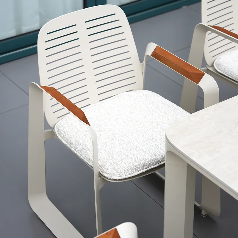 Lion Design MORPHX Series White Full-Aluminum Chair (Line-Cut Hollow Backrest + Removable Cushion
