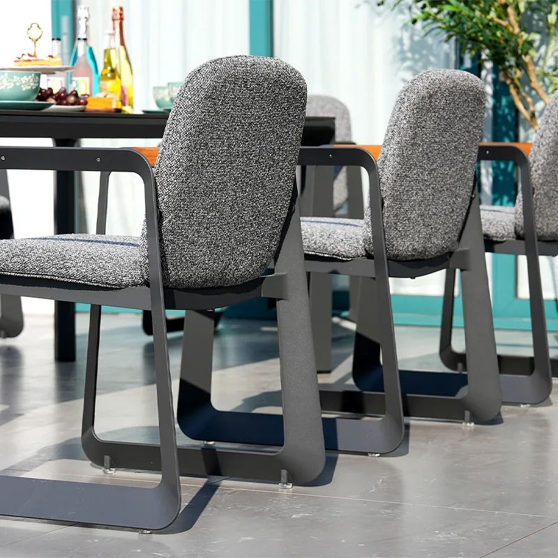 Lion Design MORPHX Series Gray Waterproof Upholstered Dining Set (1 Table + 4/6 Chairs, Waterproof Fabric Soft Cushions, Silver-Gray