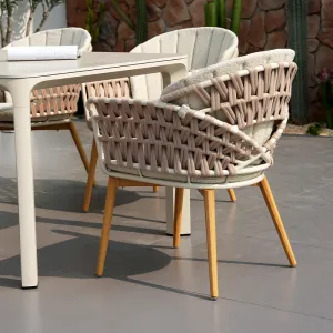 Lion Design Embrace Series Dining Chair (Cream Aluminum Frame + Brown Flat Rope + Waterproof Cushion