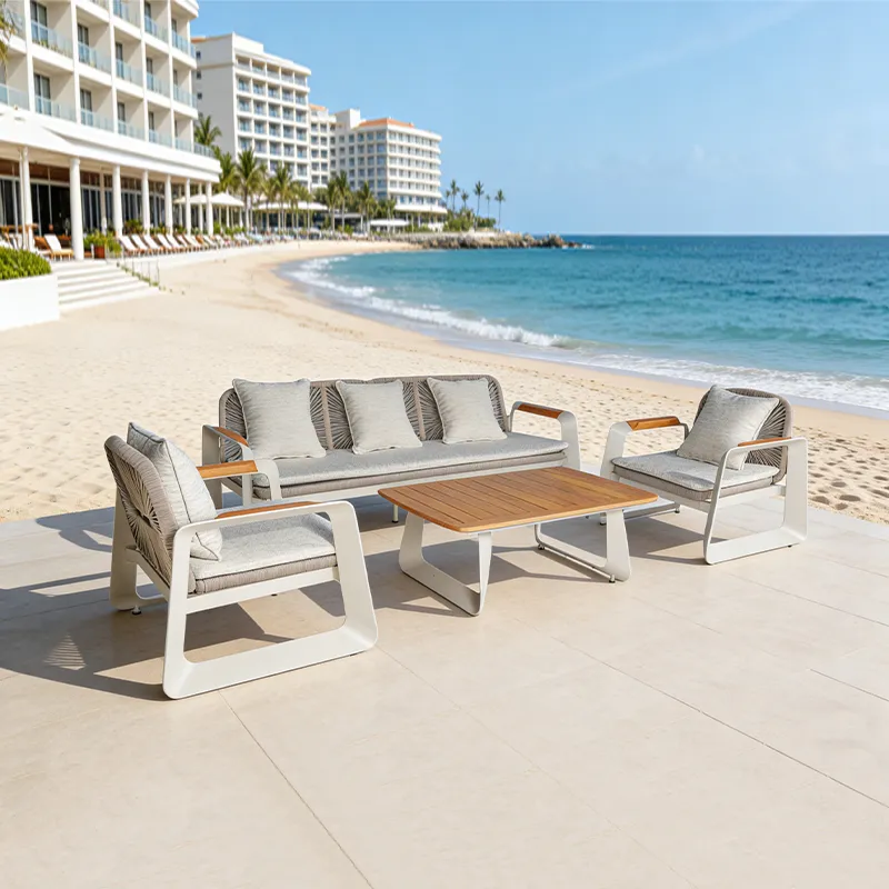 Lion Design Morphx Rope Weave Outdoor Sofa Set (2 Single + 1 Three-Seater + 1 Coffee Table Waterproof Cushions & Pillows）