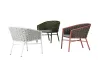 Red Frame Curved Outdoor Dining Chair (Integrated Woven Backrest & Armrests) 