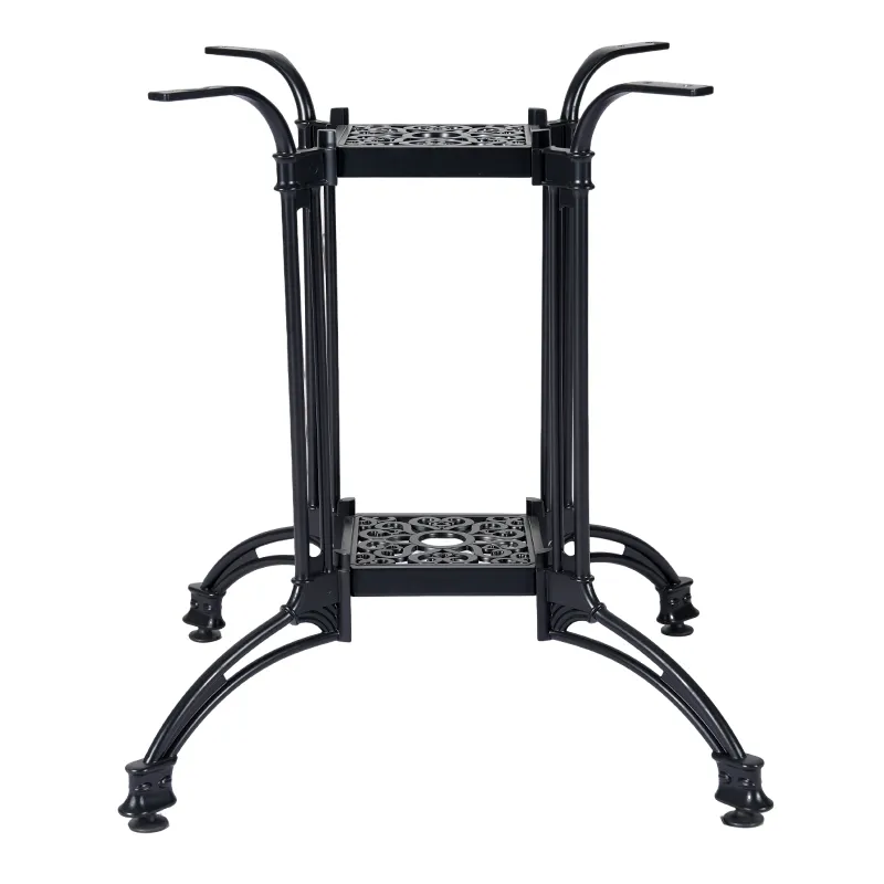 Heavy-Duty Double-Tier Ornate French Bistro Table Base (Carved 4-Claw Curved Legs