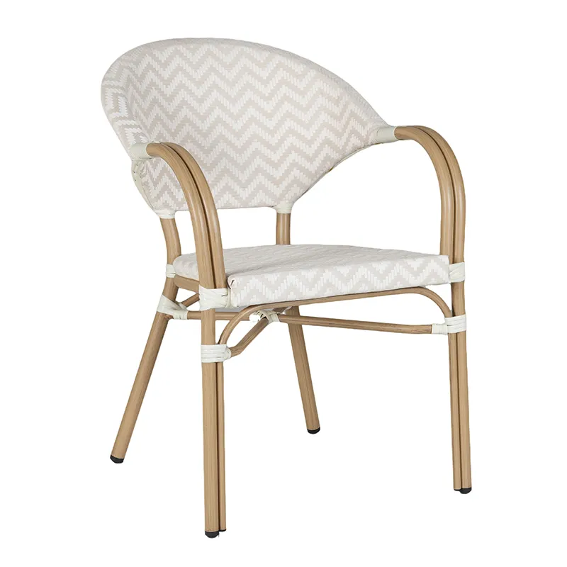 Minimalist Beige Geometric Aesthetic Teslin Chair All-Weather Breathable Weather-Resistant Outdoor Chair