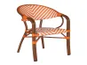 Vibrant Orange & Pure White V-Shaped Pattern Woven Rattan Armchair