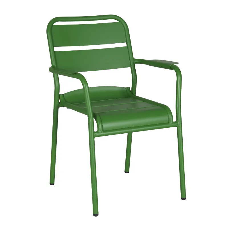 Bright Green Full Aluminum Outdoor Armchair Industrial Style Leisure & Dining Chair