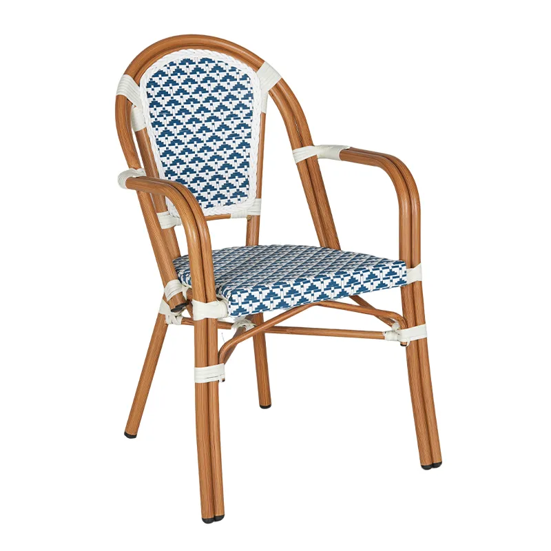 Mediterranean Blue &times; Bright White Houndstooth Teslin Armchair