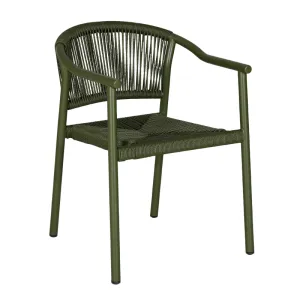 Olive Green Integrated Weaving Rattan Armchair Modern Minimalist All-Weather Outdoor Leisure Chair