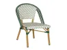 French Classic Emerald Green & Off-White Woven Rattan Side Chair