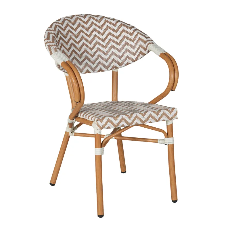 Modern Textured Caf&eacute; Chair (Coffee Brown Wave-Patterned Teslin Mesh)