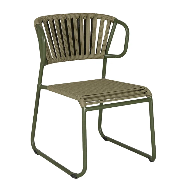 Army Green Vertical Woven Outdoor Leisure Chair Minimalist Style