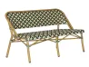 Emerald Green &times; Cream White Four-Leaf Clover Woven Rattan 2-Seater Bench