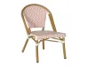  Coral Red & Off-White Checkered Rattan Side Chair