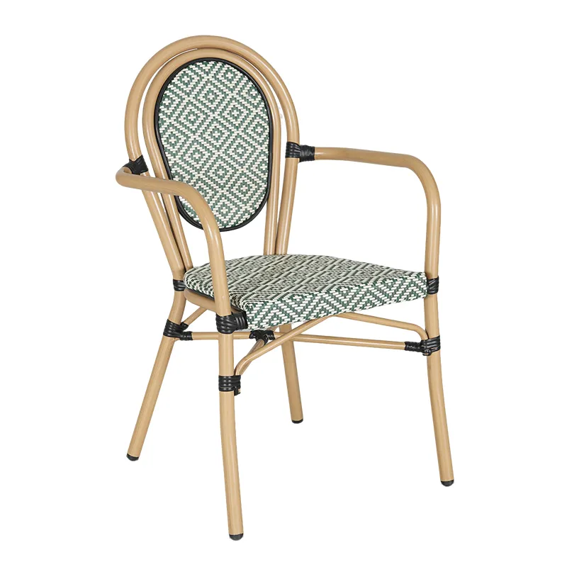Dark Green & Off-White Rhombus Teslin Armchair