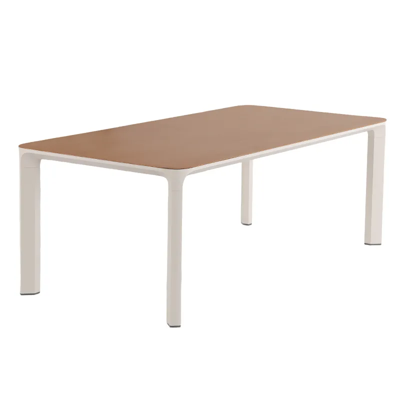 Lion Design Cream White Full Aluminum Rectangular Outdoor Dining Table
