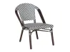 Black & White Chevron Teslin Chair Classic French Bistro Round Back with Dark Coffee Wood-Grain Aluminum Frame