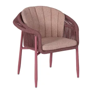 Lion Design  king Coral Red Full Aluminum Armchair Vertical Tight Coral Red Fine Rope Weaving 