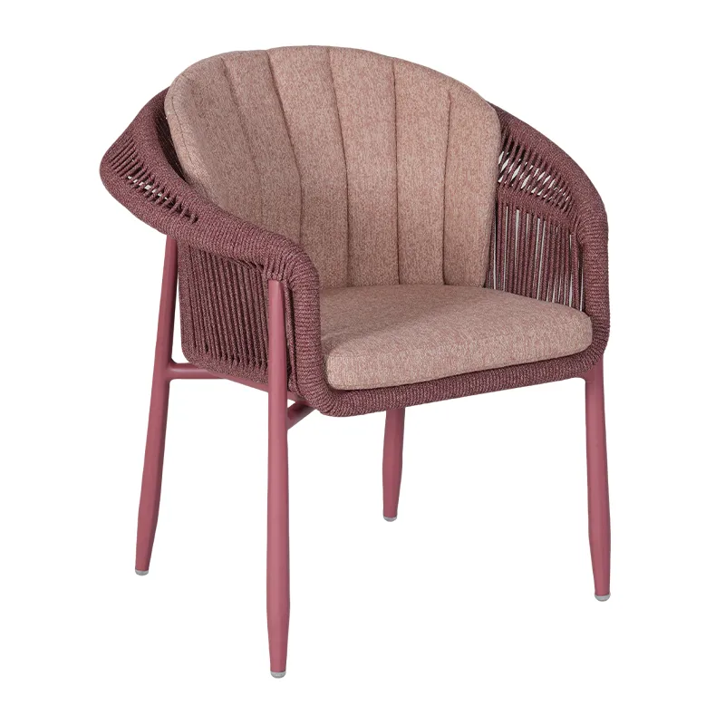 Lion Design  king Coral Red Full Aluminum Armchair Vertical Tight Coral Red Fine Rope Weaving 