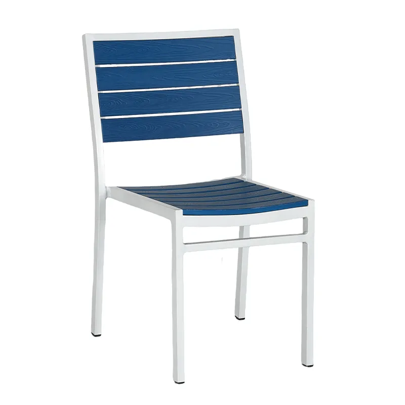 White Full Aluminum Armless Outdoor Dining Chair