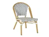 Dark Blue & Off-White Checkered Rattan Side Chair Classic French Bistro Chair