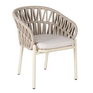 Cream White Full Aluminum Armchair with Rope Weaving Chair