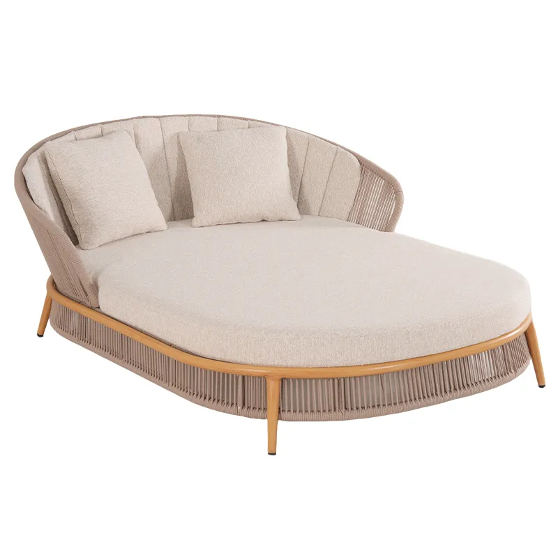 LION DESIGN HALO Natural Wood-Tone Full Aluminum Outdoor Sun Lounger