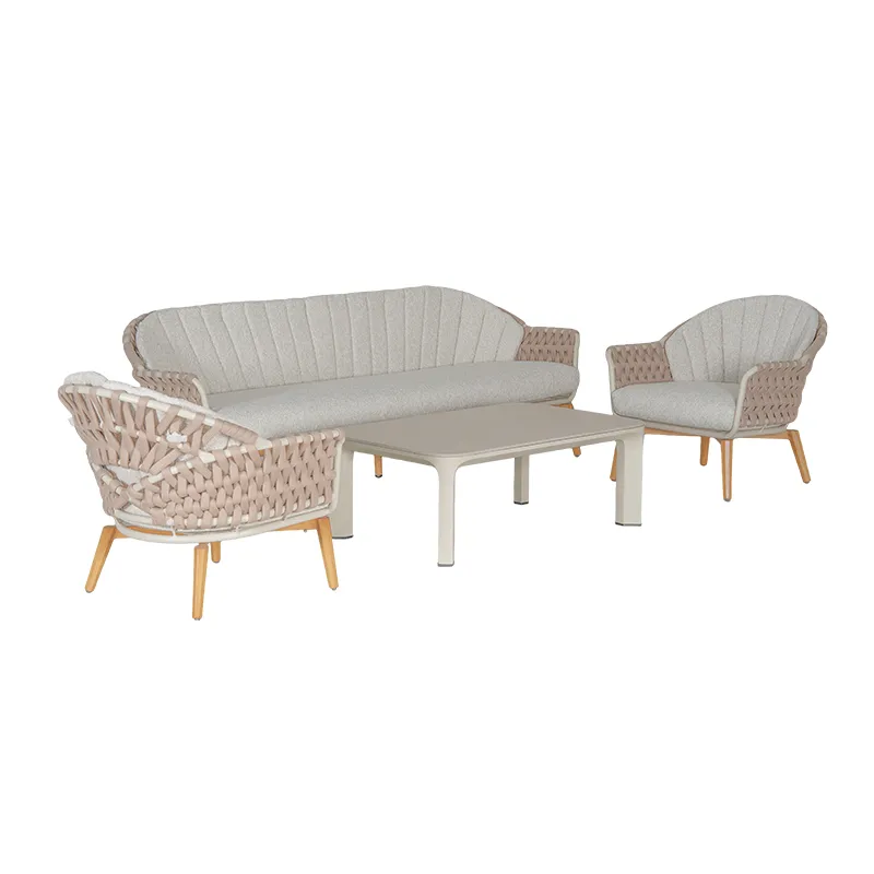 Lion Design Cream White Full Aluminum Outdoor Sofa Set