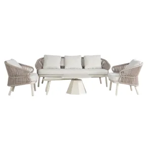 Lion Design Cream White Full Aluminum Modular Outdoor Sofa Set
