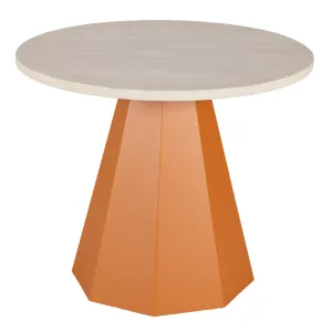 Vibrant Orange Full Aluminum Round Outdoor Dining Table
