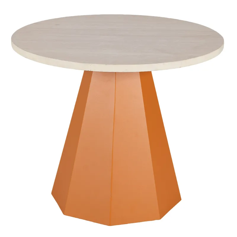 Vibrant Orange Full Aluminum Round Outdoor Dining Table