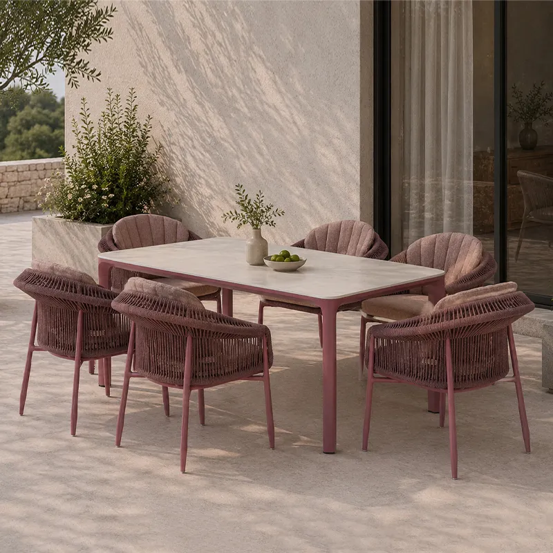 Rope Outdoor Dining Chairs: UV Resistant Olefin & Polyester Woven Patio Seating