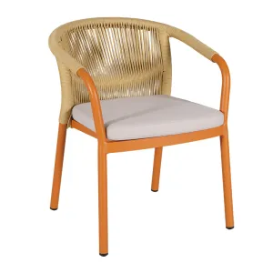 Vibrant Orange Full Aluminum Armchair Oat Color Fine Vertical Tight Rope chair