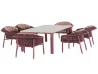 Lion Design KING Coral Red Full Aluminum Outdoor Dining Set 1 Table + 6 Chairs